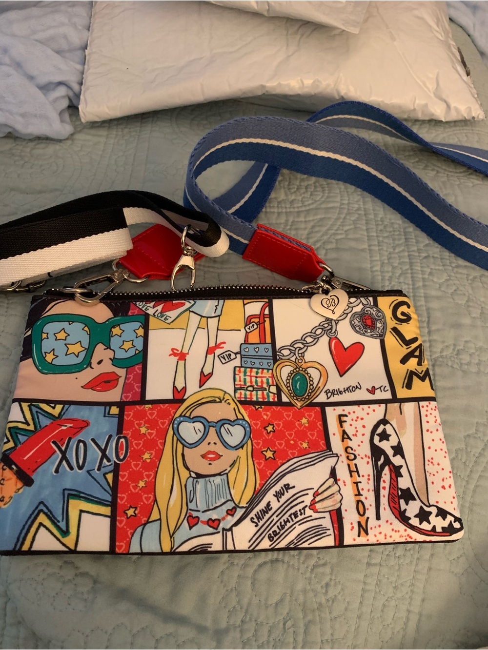 Brighton Multi-Color Pop Art Crossbody pouch with 2 Straps